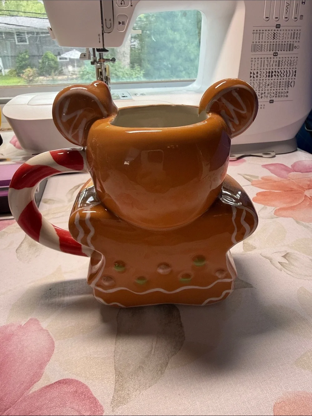 Disney Brown Gingerbread Minnie Mouse Mug with Red & White Candy-Stripe Handle - Picture 2 of 5